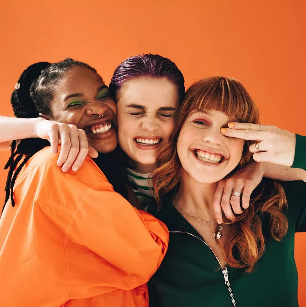 3 young happy women